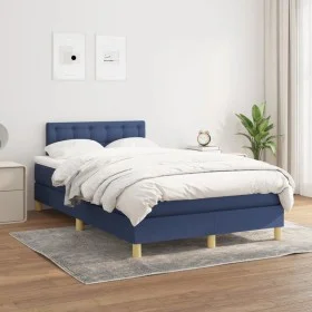 Box spring bed with blue fabric mattress 120x200 cm by , Beds and slatted bases - Ref: Foro24-3140927, Price: 386,15 €, Disco...