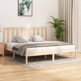Estructura de cama sin colchón madera maciza de pino 200x200 cm Estructura de cama sin colchón madera maciza de pino 200x200 cm