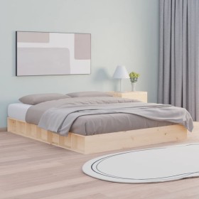 Estructura de cama de madera maciza 120x200 cm