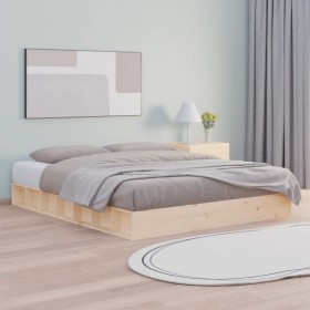 Solid wood bed frame 120x200 cm by , Beds and slatted bases - Ref: Foro24-820681, Price: 122,82 €, Discount: %