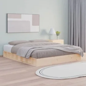Solid wood bed frame 120x200 cm by , Beds and slatted bases - Ref: Foro24-820681, Price: 112,05 €, Discount: %