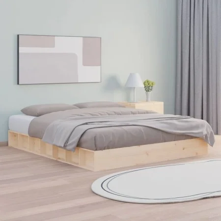 Solid wood bed frame 120x200 cm by , Beds and slatted bases - Ref: Foro24-820681, Price: 112,03 €, Discount: %