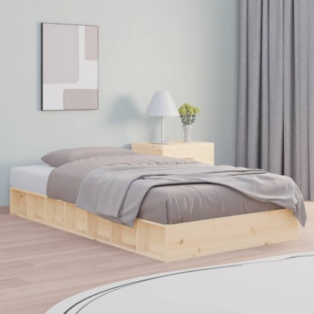 Small solid wood double bed frame 120x190 cm by , Beds and slatted bases - Ref: Foro24-820706, Price: 121,01 €, Discount: %
