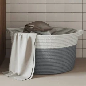 Grau-weißer Aufbewahrungskorb aus Baumwolle, Ø40x25 cm von , Körbe - Ref: Foro24-358461, Preis: 20,06 €, Rabatt: %