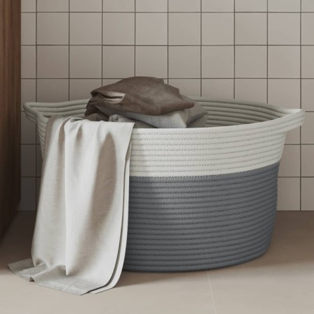 Grau-weißer Aufbewahrungskorb aus Baumwolle, Ø40x25 cm von , Körbe - Ref: Foro24-358461, Preis: 22,28 €, Rabatt: %