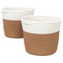 Storage baskets 2 pcs brown and white cotton Ø24x18 cm by , Baskets - Ref: Foro24-358454, Price: 18,27 €, Discount: %
