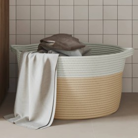 Cesta de almacenaje algodón beige y blanco Ø40x25 cm