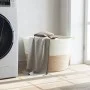 Beige-weißer Wäschekorb aus Baumwolle, Ø60x36 cm von , Wäschekörbe - Ref: Foro24-358475, Preis: 34,47 €, Rabatt: %
