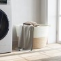 Beige-weißer Wäschekorb aus Baumwolle, Ø60x36 cm von , Wäschekörbe - Ref: Foro24-358475, Preis: 35,02 €, Rabatt: %