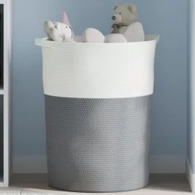 Gray and white cotton storage basket Ø49x65 cm by , Baskets - Ref: Foro24-358494, Price: 52,30 €, Discount: %
