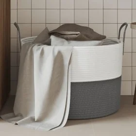Grau-weißer Aufbewahrungskorb aus Baumwolle, Ø51x33 cm von , Körbe - Ref: Foro24-358489, Preis: 31,59 €, Rabatt: %