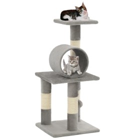 Rascador para gatos con poste de sisal 65 cm gris