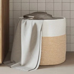 Aufbewahrungskorb aus brauner und weißer Baumwolle, Ø40x35 cm von , Körbe - Ref: Foro24-358468, Preis: 27,70 €, Rabatt: %