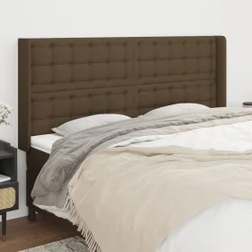 Headboard with dark brown fabric ears 163x16x118/128 cm by , Headboards and footboards - Ref: Foro24-3120023, Price: 117,06 €...