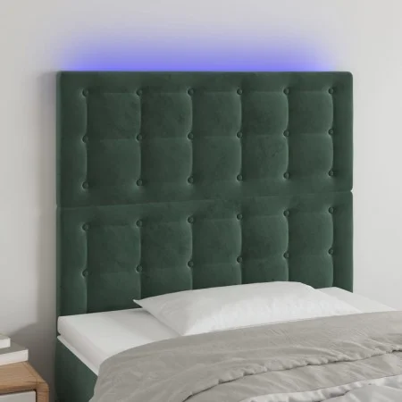 Headboard with LED lights dark green velvet 80x5x118/128 cm by , Headboards and footboards - Ref: Foro24-3122891, Price: 76,5...