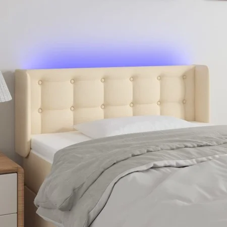 Cream fabric headboard with LED 83x16x78/88 cm by , Headboards and footboards - Ref: Foro24-3123649, Price: 51,64 €, Discount: %