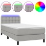 Boxspringbettmatratze und LED-Leuchten aus hellgrauem Stoff 80x200 cm von , Betten und Lattenroste - Ref: Foro24-3133429, Pre...