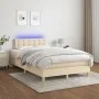 Box spring bed with mattress and LED cream fabric 120x200 cm by , Beds and slatted bases - Ref: Foro24-3134026, Price: 380,56...