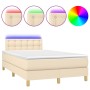 Box spring bed with mattress and LED cream fabric 120x200 cm by , Beds and slatted bases - Ref: Foro24-3134026, Price: 387,07...