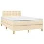 Box spring bed with mattress and LED cream fabric 120x200 cm by , Beds and slatted bases - Ref: Foro24-3134026, Price: 380,56...