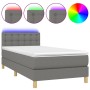 Cama box spring con colchón y LED tela gris oscuro 80x200 cm de , Camas y somieres - Ref: Foro24-3133990, Precio: 287,15 €, D...