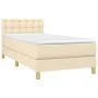 Box spring bed with mattress and LED cream fabric 100x200 cm by , Beds and slatted bases - Ref: Foro24-3134018, Price: 302,68...