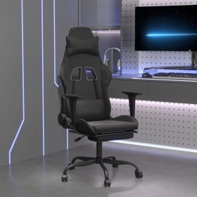 Silla gaming con reposapiés cuero sintético negro