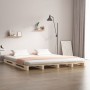 Cama de palets de madera maciza de pino 135x190 cm de , Camas y somieres - Ref: Foro24-821432, Precio: 129,52 €, Descuento: %