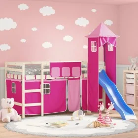 Curtains for loft bed with pink polyester tower by , Accessories for beds and slatted bases - Ref: Foro24-835924, Price: 39,6...