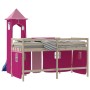 Cortinas para cama alta con torre poliéster rosa