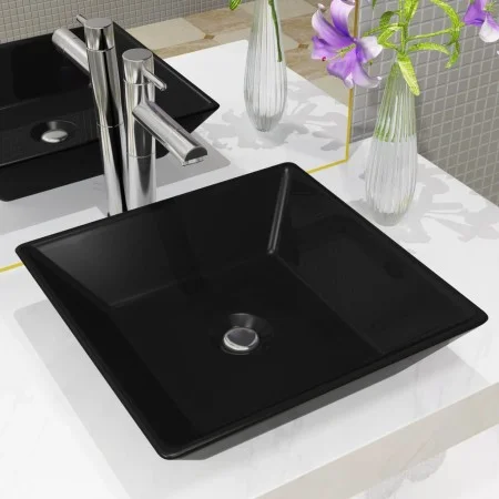 Lavabo cuadrado de cerámica negro 41,5x41,5x12 cm de vidaXL, Lavabos - Ref: Foro24-142739, Precio: 48,13 €, Descuento: %