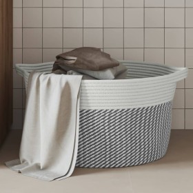 Cesta de almacenaje algodón gris y blanco Ø40x25 cm