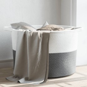 Cesta para ropa sucia algodón gris y blanco Ø55x36 cm