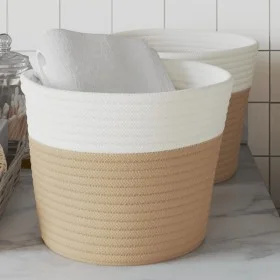Storage baskets 2 units cotton beige and white Ø24x18 cm by , Baskets - Ref: Foro24-358455, Price: 17,05 €, Discount: %