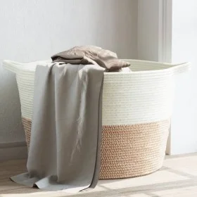 Brauner und weißer Wäschekorb aus Baumwolle Ø60x36 cm von , Wäschekörbe - Ref: Foro24-358476, Preis: 32,84 €, Rabatt: %