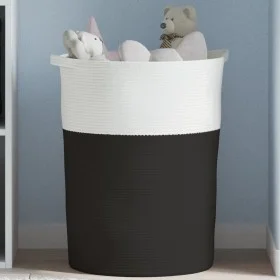 Aufbewahrungskorb aus schwarzer und weißer Baumwolle Ø49x65 cm von , Körbe - Ref: Foro24-358495, Preis: 47,52 €, Rabatt: %