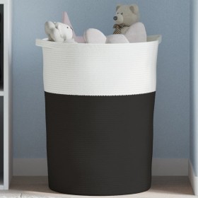 Cesta de almacenaje algodón negro y blanco Ø49x65 cm de , Cestas - Ref: Foro24-358495, Precio: 48,35 €, Descuento: %
