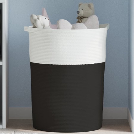Aufbewahrungskorb aus schwarzer und weißer Baumwolle Ø49x65 cm von , Körbe - Ref: Foro24-358495, Preis: 48,35 €, Rabatt: %