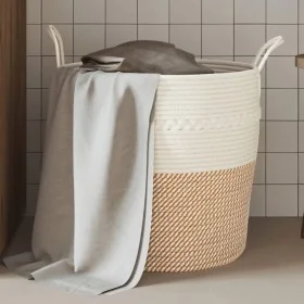 Aufbewahrungskorb aus brauner und weißer Baumwolle Ø43x38 cm von , Körbe - Ref: Foro24-358488, Preis: 29,56 €, Rabatt: %
