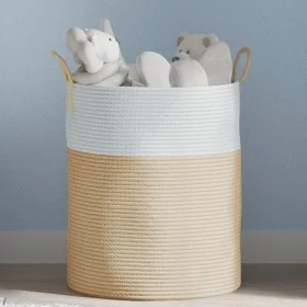 Aufbewahrungskorb aus beigefarbener und weißer Baumwolle Ø38x46 cm von , Körbe - Ref: Foro24-358483, Preis: 31,91 €, Rabatt: %