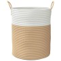 Cesta de almacenaje algodón beige y blanco Ø38x46 cm