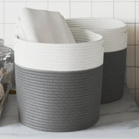 Storage baskets 2 units cotton gray and white Ø28x18 cm by , Baskets - Ref: Foro24-358457, Price: 27,33 €, Discount: %