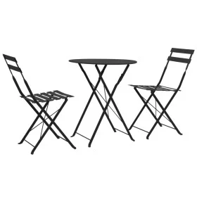 Garden bistro table and chairs 3 pieces black steel by vidaXL, Garden sets - Ref: Foro24-44356, Price: 102,40 €, Discount: %