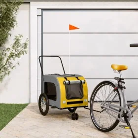 Bicycle trailer for dogs iron Oxford fabric yellow gray by , pet strollers - Ref: Foro24-93854, Price: 101,01 €, Discount: %