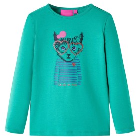 Camiseta infantil de manga larga verde brillante 140