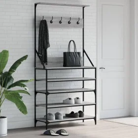 Sonoma gray coat rack with shoe rack 90x34x184 cm by , Dresser Organizers and Bar Hangers - Ref: Foro24-837880, Price: 93,15 ...