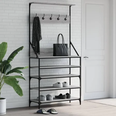 Sonoma gray coat rack with shoe rack 90x34x184 cm by , Dresser Organizers and Bar Hangers - Ref: Foro24-837880, Price: 93,15 ...