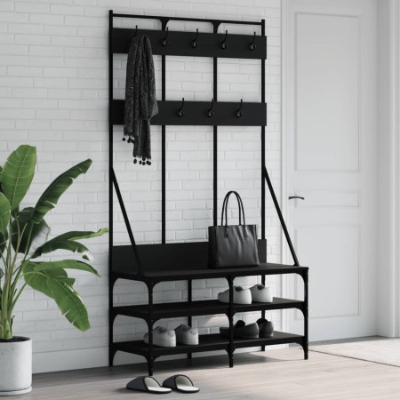 Coat rack with black shoe rack 100x40x184 cm by , Dresser Organizers and Bar Hangers - Ref: Foro24-837837, Price: 100,81 €, D...