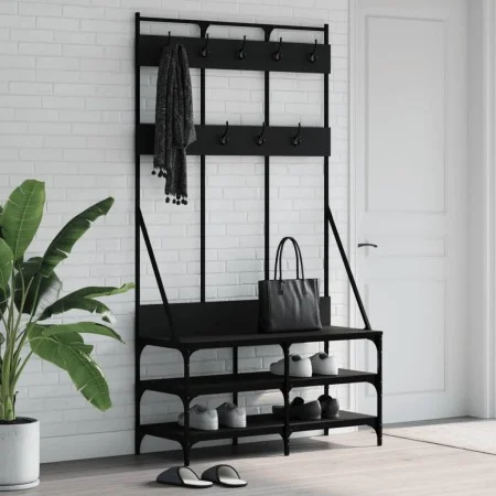 Coat rack with black shoe rack 100x40x184 cm by , Dresser Organizers and Bar Hangers - Ref: Foro24-837837, Price: 99,57 €, Di...
