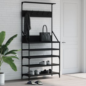 Coat rack with black shoe rack 90x34x184 cm by , Dresser Organizers and Bar Hangers - Ref: Foro24-837877, Price: 92,90 €, Dis...